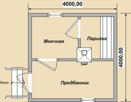 Баня 4 на 4 планировка внутри