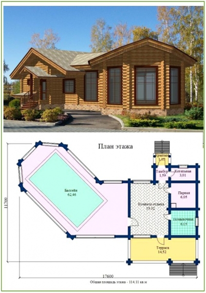 Проекты бань из бруса с бассейном